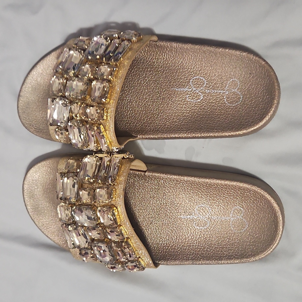Jessica Simpson Sparkling Gold slides